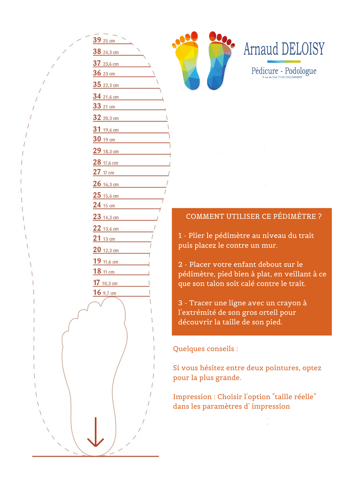 Pédimètre - mesure du pied de bébé & connaitre la pointure du pied de bébé  - CHARLIE & SUZIE